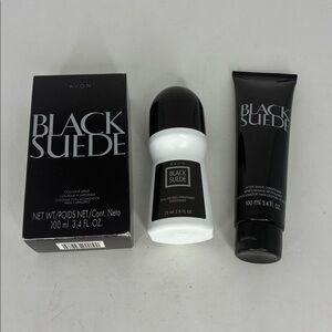 New in Box Vintage Black Suede by Avon Cologne Spray for Men 3.4 oz & Deodorant